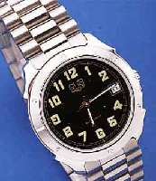 GUB HERRENARMBANDUHR, DEUTSCHLAND UM 1992, METALL VERCHR., EDELST.-BAND M. UNSICHTB. FALTSCHL., MINERALFLACHGL., BODEN GEDR., ...