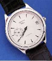 ZENITH HERRENARMBANDUHR ELITE AUTOMATIK, EDELST., BEIDS. SAPHIRVERGL., KL. SEK. BEI 9, DATUM BEI 3, ORIG.-LEDERB. M. EDELST.- STIFTSCHL., ...