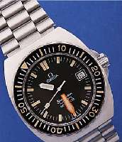 OMEGA HERRENTAUCHERUHR SEAMASTER AUTOMATIK, EDELST. INCL. EDELST.-BAND, BODEN U. KRONE GESCHR., BEI FERTIGST. WASSERD. BIS 120 M, ...