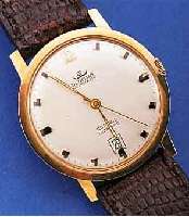 BLUMUS HERRENARMBANDUHR AUTOMATIK, SCHWEIZ/ DEUTSCHLAND UM 1965, MASSIV GG 585/000-GEH., BODEN GESCHR., BEI FERTIGST. WASSERGESCH., VERS. BLATT, ...