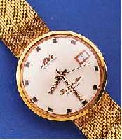 MIDO HERRENARMBANDUHR OCEANSTAR POWERWIND CHRONOMETER, SCHWEIZ UM 1966, METALL 40 MICRON GG-AUFL. INCL. FLECHTB., EINSCHALEN- AUSF., GET. ...