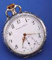 IWC HERIWC HERRENTASCHENUHR OFFEN, TULASILBER, STREIFENDEKOR, IM AUßENBER. L. BESCH., VER- SCHL. MONOGR. PG, PERF. EMAILBL. SIGN., CUV. M. ...