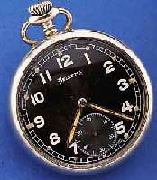 HELVETIA MILITäRTASCHENUHR FüR DAS DEUTSCHE HEER, UM 1940, NICKELSCHR.-GEH., AUF BODEN REG.-GRAV. D7341H, ORIG.-KONTRASTZIFFERBL. U. ZEIGER ...