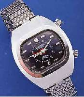 CORDURA ARMBANDWECKER, SCHWEIZ UM 1972, MASSIV METALL VERCHR., EDELST.-BODEN GESCHR., EDELST.-ZUGGLIEDERB., SCHWEIZER ANKERRUNDWERK,KAL. 1243/21 ...