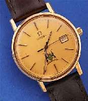 OMEGA HERREARMBANDUHR QUARTZ FüR SüDAFRIKA, SCHWEIZ UM 1976, METALL VERG., EDELST.-BODEN GEDR., ZENTRALSEK., DATUM, KAL. 1342, 15 ST., FEINREG. ...