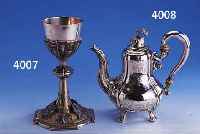 KAFFEEKANNE, FRANKREICH, STRAßBURG UM 1890/1900, MEISTERMARKE FRAY, REINE HANDARBEIT, AUFWENDIG, SILBER, DECKELBE- KRöNUNG ...