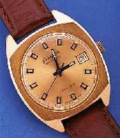 GLASHÜTTE HERRENARMBANDUHR SPEZIMATIC, DEUTSCHLAND UM 1972, METALL ROTVERG., ALTERS- BED. BER., EDELST.-BODEN GEDR., 26 ST., ...