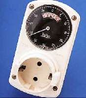 HANHART SCHALTUHR, DEUTSCHLAND UM 1960, SCHON M. SCHUKO-DOSE U. STECKER, MECHANISCHES WERK, RüCKS. AUFZIEHB., START-STOPP-SCHALTER UNTEN, ...
