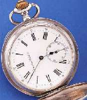 IWC HERRENTASCHENUHR SAVONETTE, SCHWEIZ UM 1898, 800ER SILBER, ZEIGERSTELLSCHIEBER INNEN 4, EMAILBL. SIGN., GEBL. STAHLZEIGER, MATT VERG. ...