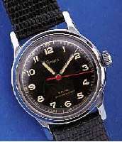 STOWA MILITäRARMBANDUHR DER FIRMA WALTER STURZ, UM 1949, FüR DIE ARMEE FRANCAISE, METALL- GEH. HARTVERCHR., EDELST.-BODEN GESCHR., M. ENTSPR. ...