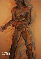 POMASSL, FRANZ, 1903-1982, STEHENDER MäNNLICHER AKT, KOHLE UND PASTELL- KREIDE AUF PAPIER, LI. U. SIGN., CA. 60 X 40 CM, PP, ...