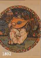 PISSARRO, LUCIEN, FARBLITHOGRAPHIE, MäDCHEN MIT LAUTE, D. CA. 8 CM