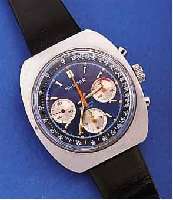 KASPER ARMBANDCHRONOGRAPH, SCHWEIZ/FRANK- REICH UM 1970, EDELST., BODEN GESCHR., 30- MIN.- U. 12-STD.-STOPPZäHLER, TACHYMETERAUßEN-SKALA, 17 ...