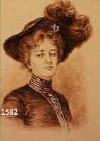 SOMM, HENRY, 1844-1907, LA PARISIENNE, PORTRäT EINER FRAU MIT FEDERHUT, AQUARELL UND DECKWEIß AUF PAPIER, RE. U. SIGN., CA. 25 X 16,5 ...