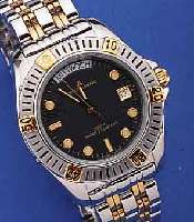 JAQUES LEMANS HERRENARMBANDUHR AUTOMATIK MIT TAG UND DATUM, EDELST. INCL. BAND POL., TEILW. HARTVERG., LüNETTE M. 60ER TEILUNG EINS. RAST. ...