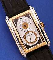 BULOVA ARMBANDUHR DOCTORS' WATCH MIT SPRINGEN-DER STUNDE, DEZENTR. ZEIGERACHSEN FüR ROT. MIN. U. SEK., METALL HARTVERG., TEILW. RHOD., BEIDS. ...