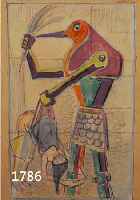 ARLTARLT, FRITZ, 1887 WALDENBURG-1966 MÜNCHEN, ERZIEHUNGSROBOTER ZU DEMOKRATIE, BLEISTIFT UND GOUACHE AUF PAPIER, RE. U. SIGN., CA. 24,5 X 16 CM, ...
