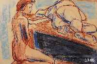 BOGDABOGDANOVIC, BORESLAV, 1899 RUMA - 1970 SCOTTSDALE, KNIEENDER UND LIEGENDER AKT, FARBKREIDE AUF PAPIER, LI. U. SIGN., CA. 29,5 X 41,5 CM, ...