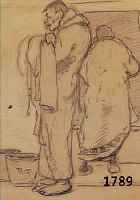 GUDDEN, RUDOLF, GEB. 1863, MALER DER KRON- BERGER KüNSTLERKOLONIE,HIER: IN DER SAUNA, BLEISTIFTZEICHNUNG AUF PAPIER, LI. U. MONOGR. UND DAT. ...