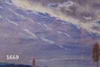 UNTERUNTERSEHER, FRANZ XAVER, 1888 GÖPPINGEN-1954 KEMPTEN, WEITE LANDSCHAFT MIT VEREINZELTEN BÄUMEN, PASTELLKREIDE, RÜCKSEITIG MIT ...