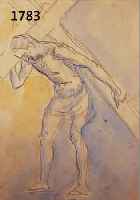 WIMMWIMMER, FRITZ, 1879 ROCHLITZ-1960 NEUBURG, KREUZTRÄGER, AQUARELLIERTE BLEISTIFTZEICHNUNG AUF PAPIER, DATIERT 35, RÜCKSEITIG MIT ...