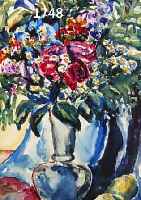 SPERLISPERLING, GERHARD, 1908 DRESDEN-1975 BRAMSCHE, STILLEBEN MIT BLUMEN IN GLASVASE UND ZITRONEN, LI. U. SIGN. UND DAT. 1929, 39 X 24 CM, PP, ...