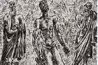 MASEREEL, FRANS, 1889-1972, DREI FIGUREN VOR GROßSTADTKULISSE, LITHOGRA- PHIE, HANDSIGNIERT UND DAT. 1963, CA. 26 X 39 CM, PP, U.GL., R.