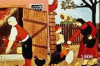 STEINMEISTER, INGE, ZEITGEN. NAIVE MALERIN, DER HüHNERHOF, ÖL/MALKARTON, RE. U. SIGN. INGE UND DAT. 80, RüCKSEITIG SIGN., CA. 40 X 50 CM, R.