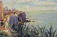 CHOCHOLEY, GUSTAV, 1898 BERLIN-1957 NEAPEL, SÜDLICHE KÜSTENLANDSCHAFT, ÖL/LWD, RE. U. SIGN. UND DAT. 1947, CA. 33 X 41 CM, R.