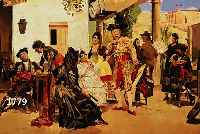 CAMPECAMPESINO Y MINGO, VICENTE, SPANISCHER MALER DES AUSGEHENDEN 19. UND BEGINNENDEN 20. JH., HIER: VIELFIGURIGE SZENE VOR EINEM GASTHOF, ...