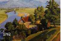 HOSCHOSCHEK, F., DEUTSCHER MALER, DAT. 1938, GEHÖFT AN FLUßUFER IN WEITER LANDSCHAFT, ÖL/ LWD., RE. U. SIGN. UND DAT., CA. 45,5 X 55 CM, R.