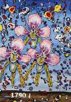HÖCHTHÖCHTL, PAUL, MÜNCHNER MALER, DAS MÄRCHEN DER DREI SCHWEBENDEN ORCHIDEEN, ACRYL AUF MALKARTON, RELIEFIERT-PASTOSER FARBAUFTRAG, RE. U. ...