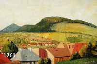 ZUSCZUSCHREIBUNG: BURKHARDT, FRITZ, ARENSTEIN 1900-1983 MÜNCHEN, WEITE HÜGELIGE LANDSCHAFT MIT DORF IM VORDER- GRUND, CA. 44 X 64,5 CM, R.