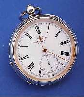 KEY-S HERRENTASCHENUHR, SCHWEIZ FüR DEN ENGL. MARKT, HALLMARK BIRMINGHAM UM 1875, SILBER, SCHLüSSELAUFZUG, EMAILBL. FEIN HAARR. BEI 1, ...