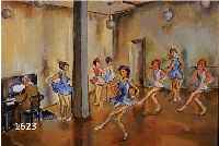 OLDEOLDE, HANS, D.J., 1895 SEEKAMP BEI KIEL-1987 GAUTING, IM BALLETTSAAL, ÖL/LWD, RE. U. RÜCKSEITIG AUF DEM KEILRAHMEN SIGNIERT, CA. 50 X 60 ...