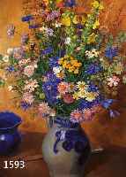 TANCTANCK, WALTER, 1894 HAMBURG-1954 EBENDA, , LEBTE IN DÜSSELDORF, STILLEBEN MIT WIESEN- BLUMEN IN STEINZEUGKRUG, ÖL/HARTFASER, RE. U. SIGNIERT ...