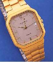 TUTIMA HERRENARMBANDUHR, UNGETR. LAGERW., DEUTSCHLAND UM 1988, HIGH-TECH-QUARTZW. M. SEK.-TAKT U. DATUM, METALLGEH. U. EDELST.- BAND MATT ...
