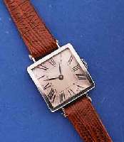 ETERNA WATCH CO ARMBANDUHR, FRANKREICH/ SCHWEIZ UM 1937, HANDGEFERT. FRANZ. WG/GG- GEH., SEITL. 4-FACH VERSCHR., BODEN GEDR., VERS. BLATT IM ...