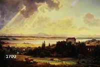 HOFFMANN, JOSEF, 1870-1956, GEWITTERSTIMMUNG üBER WEITER LANDSCHAFT AM FLUß, IM VORDERGRUND HEUERNTE, ÖL/LWD, RE. U. ...