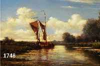 ZEEUW VAN DER LAAN, J., DATIERT 1882, FISCHERBOOT AN BEWALDETEM FLUßUFER, ÖL/ LWD, MEHRFACH AUSGEBESSERT, RE. U. SIGN. UND DAT., ...