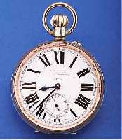 VICKERY HERRENTASCHENUHR 8-TAGEWERK, DIENST-UHR (POST, BAHN, BANK, ETC.), SCHWEIZ FüR DEN ENGL. MARKT UM 1910, ARGENTANGEH., EMAILBL. FEIN ...