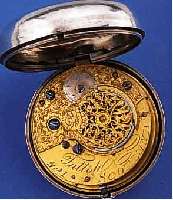 TULLOH SCOTTLAND SPINDELHERRENTASCHENUHR, ENGLAND UM 1820, SILBER, EMAILBL. FEIN HAARR.,VERG. PLATINENW., ANTRIEB üBER KETTE U. SCHNECKE, ...