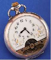 HERRENTASCHENUHR MIT 8-TAGEWERK BAUWEISE HEBDOMAS, SCHWEIZ UM 1920, SILBER, RäNDER VERG., EMAILBL. FEIN HAARR., GOLD U. SILBER- PIQUETARB., ...