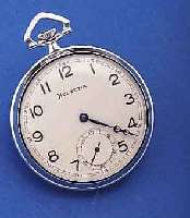 HELVETIA HERRENTASCHENUHR ART DECO, SCHWEIZ UM 1940, NICKELCHROMGEH., WOHL UNGETR. LAGERW.VERS. KONTRASTZIFFERBL., GEBL. STAHL-BREG.- ZEIGER, 15 ...