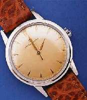 ETERNA MATIC HERRENARMBANDUHR, SCHWEIZ UM 1957, EDELST., BODEN GESCHR., LEDERB. NEU, KAL. 1243UC, SCHR.-UNR., FLACHSPIR., STOßGES., REP.- U. ...
