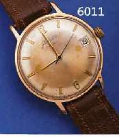 GUB HERRENARMBANDUHR, DEUTSCHLAND UM 1964, METALL VERG., BER., EDELST.-BODEN GEDR., ZENTRALSEK., DATUM, 17 ST., KAL. 69,1, STOß- GES., ...