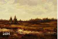 HEICHELE, MAX, MüNCHENER KüNSTLER, NACHGE- WIESEN NOCH UM 1930, MOORLANDSCHAFT, ÖL/MALKARTON, SIGN. U. RE., 37 X 52 ...