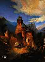 HEUBERGER, JOSEF, WOHL öSTERREICHISCHER LAND- SCHAFTSMALER DES 19. JH., SCHLOSS IN DEN BERGEN, ÖL/LWD. (ALTERSSPUR- EN), ...
