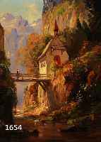 MELCHIOR, S., LANDSCHAFTSMALER DES 19. JH., KAPELLE AN EINEM GEBIRGSBACH, ÖL/LWD., SIGN., 47 X 37 CM, R. (DIESER L. BESCH.)