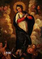 UNBEK. KüNSTLER DES 18. JH., MARIA IMMACULATA IN DEN WOLKEN, UMGEBEN VON PUTTEN, ÖL/LWD./HOLZ (REST.), 68.5 X 49.5 CM, R.